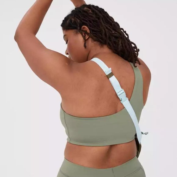 OFFLINE By Aerie The Hugger One Shoulder Sports Bra - Olive Fun, Size M - Picture 3 of 5